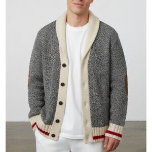 Roots Canada Wool Blend Elbow Patch Cardigan Button Varsity Sweater Men's XS